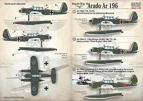 Islak Çıkartmaları Uçaklar için Islak Çıkartmaları ARADO AR 196 ikinci Dünya savaşı Çıkartması 1/48 baskı ÖLÇEĞİ 48-136