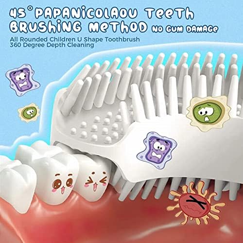 Çocuk Diş Fırçası, 3-9 Yaş Arası Çocuklar için U Şekilli Diş Fırçası, Gıda Sınıfı Yumuşak Silikon Fırça Kafası, 360°