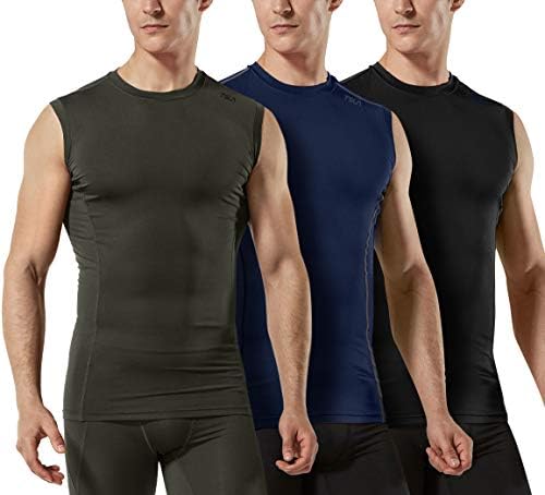 TSLA 1 veya 3 Paket erkek Kolsuz Egzersiz Gömlek, Kuru Fit Koşu Sıkıştırma Kesme Gömlek, atletik Eğitim Tank Top