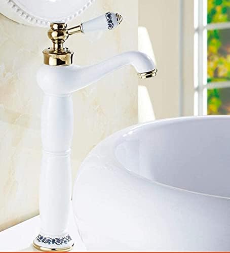 LXDZXY Musluklar, Altın ve Beyaz Havza Musluk Banyo lavabo musluğu Tek Kolu Havza Musluk Tek Delik Karıştırma Musluk