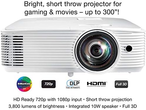 Optoma GT780 Oyun ve Filmler için Kısa Mesafeli Projektör / HD Ready 720p + 1080p Desteği / Işıklı Görüntüleme için