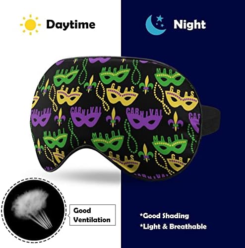 Sevimli Mardi Gras Desen Komik Uyku Göz Maskesi Yumuşak Körü Körüne Göz Kapağı Ayarlanabilir Kayış ile Gece Siperliği