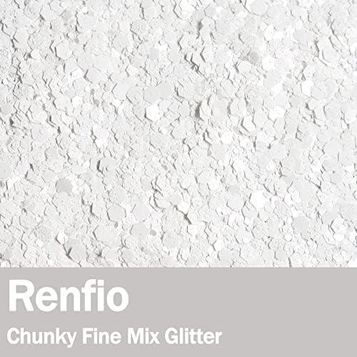Renfio İnci Beyaz Tıknaz Glitter, 3.5 Oz (100g) Metalik PET Pul Karışık İnce Toz Yüz Craft için Pırıltılar Reçine