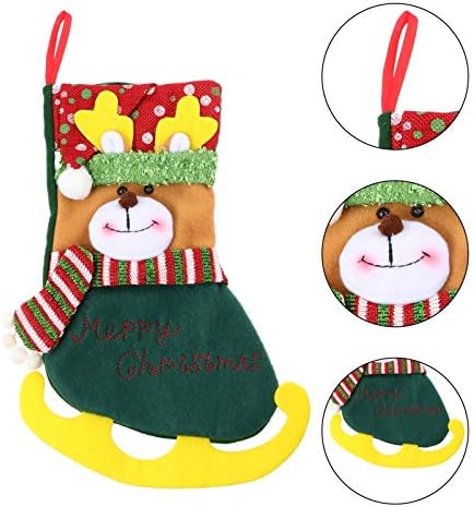 Cabilock Çocuklar Santa Çorap 1 adet Çorap Şekli Çanta Noel Asılı Çanta (Kayak Geyik) Kış Ev Dekor