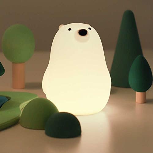 Çocuklar için sevimli ayı gece lambası silikon başucu lambası bebek kreş ışık USB şarj edilebilir ayarlanabilir parlaklık