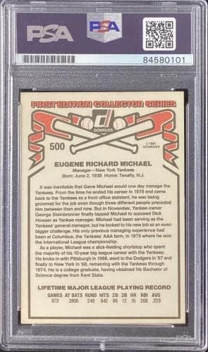 Gene Michael İmzalı 1981 Donruss 500 Beyzbol Kartı NY Yankees İmzalı PSA / DNA-Beyzbol Slabbed İmzalı Kartlar