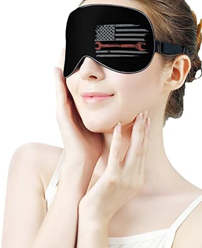 Vintage Mekanik ABD Bayrağı Uyku Göz Maskesi Yumuşak Göz Kapakları engelleme ışıkları körü Körüne Ayarlanabilir Kayış