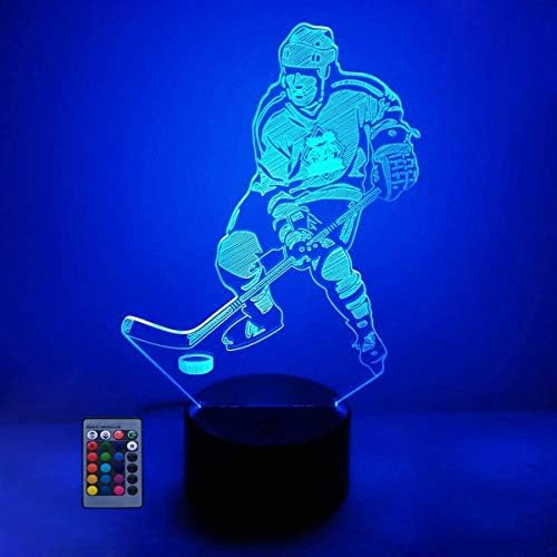 HPBN8 Ltd 3D buz hokeyi gece ışık lambası USB Powered dokunmatik anahtarı uzaktan kumanda LED dekor optik Illusion