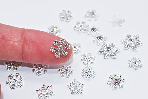 LIFOOST 24 Adet Kar Tanesi Tırnak Sanat Takılar Glitter 3D Kristaller Elmas Rhinestones, Gümüş Kar Taneleri Takılar
