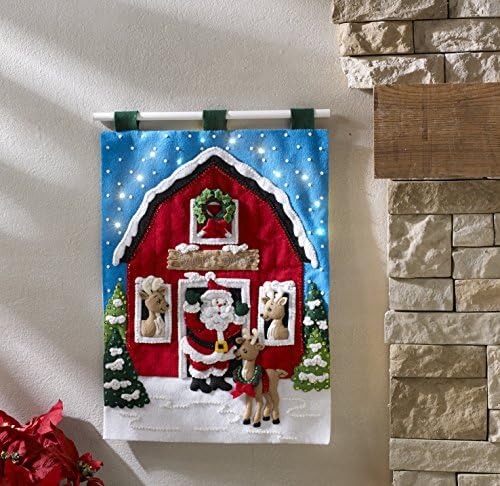 Bucilla Keçe Duvar Asılı Kiti, 15 x 21.5, Noel Baba'nın Ren Geyiği Ahırı