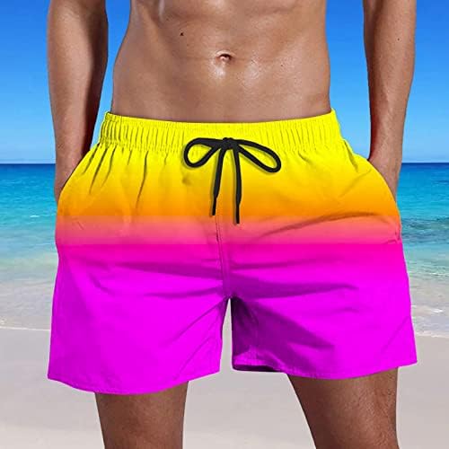 Şort Erkekler için Rahat Yaz Büyük ve Uzun Boylu Plaj kısa pantolon Komik Batik Yüzmek Mayo Hawaii plaj şortu Cepler