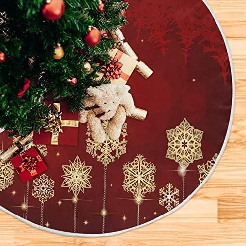 ALAZA Noel Ağacı Etek Dekorasyon, küçük Mini Ağacı Etek Süsleme 35.4 İnç Noel Kar Taneleri ile Noel Partisi Tatil