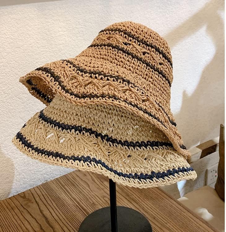 ZSEDP Şapka Dokuma Şapka Kadın Yaz güneşlik Şapka Katlanır Güneş Koruma Ağız Kadın