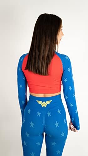 DC Comics Uzun Kollu Dikişsiz Kırpma Spor Gömlek Kadınlar için Egzersiz Yoga Üst Wonder Woman Harley Quinn Supergirl