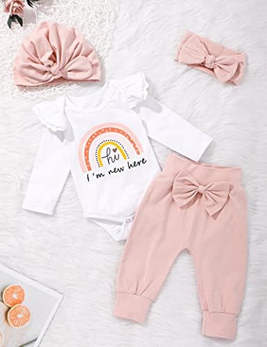 KANGKANG Yenidoğan Bebek Kız Giysileri Kıyafetler Bebek Mektubu Desen Romper Çiçek Pantolon Sevimli Erken Bebek Kız
