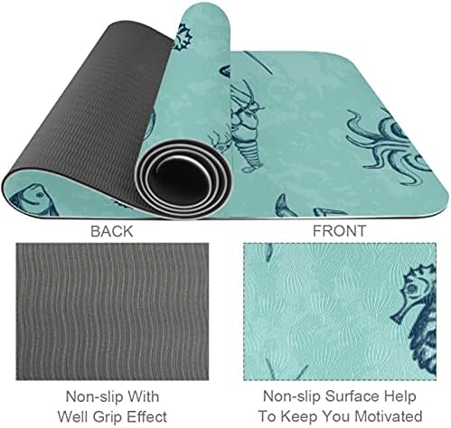 6mm Ekstra Kalın Yoga Mat, Okyanus Balina Yeşil Baskı Çevre Dostu TPE egzersiz matları Pilates Mat Yoga, Egzersiz,