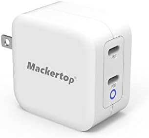 Mackertop 40W Çift Bağlantı Noktalı USB C Şarj Cihazı-İki Cihazı Aynı Anda Şarj Edin, Bağlantı Noktası Başına 20W,