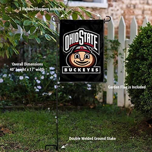 Ohio State Buckeyes Maskot Brutus Bahçe Bayrağı ve Bayrak Standı direk tutucu Seti