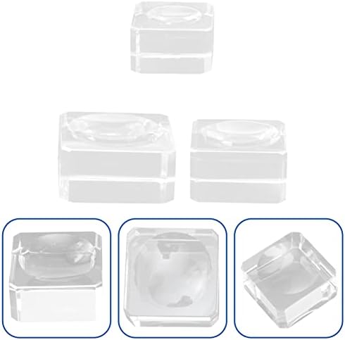Cabilock süs ekran standı takı tutucu standı Mini kare Kristal standı: Cam toplar mermerler için 3 adet küçük şeffaf