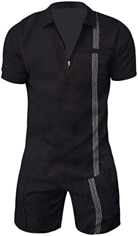 Erkek Kısa Kollu Rahat Gömlek ve Şort Setleri İki Parçalı yaz kıyafetleri Zip eşofman takımı Takım Elbise Büyük