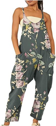 Kadınlar için yaz Çiçek Tulumlar, Baggy Tulum Kolsuz Harem Romper Pantolon Spagetti Kayışı Tulum ile Cep