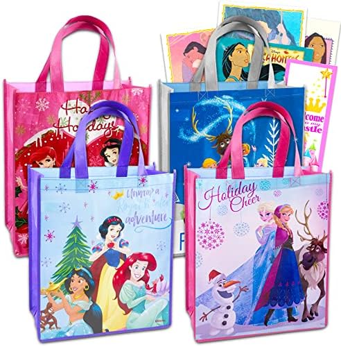 Kızlar için Disney Prenses Bez Çantalar, Kadınlar-4 Adet Paketi Disney Prenses ve Dondurulmuş Tatil Bez Çantalar Artı