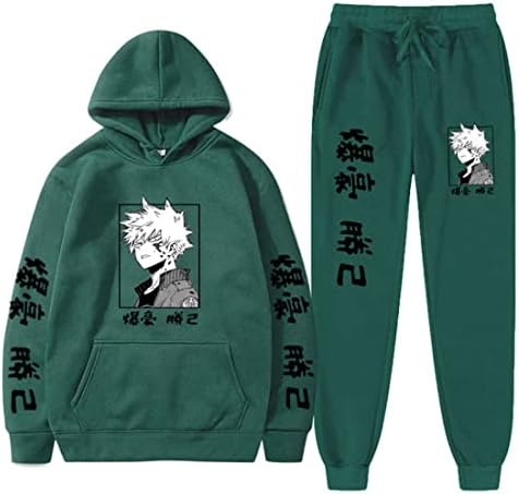 Volrath Anime Bakugo Katsuki Hoodie Ve Sweatpants Suit Academia Kahraman Kapşonlu Atletik Eşofman Erkek Kız için