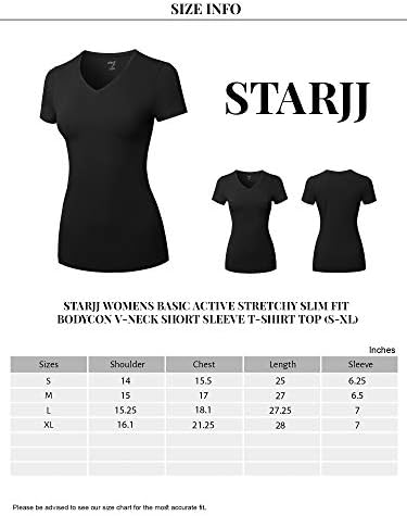 STARJJ Bayan Temel Aktif Streç Slim Fit Bodycon V Yaka ve Crewneck kısa kollu tişört Üst (S-XL)