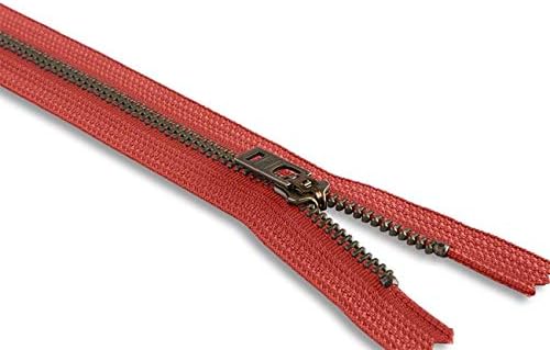 7 Kırmızı Metal Fermuar Kot Fermuar 7 inç Ağır Dikiş Fermuar Antika Pirinç Metal Zip 7 Fermuar Pantolon Fermuar Dikiş