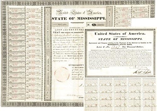 Mississippi Eyaleti-1833-1.000 Dolarlık Tahvil (Ödenmemiş)