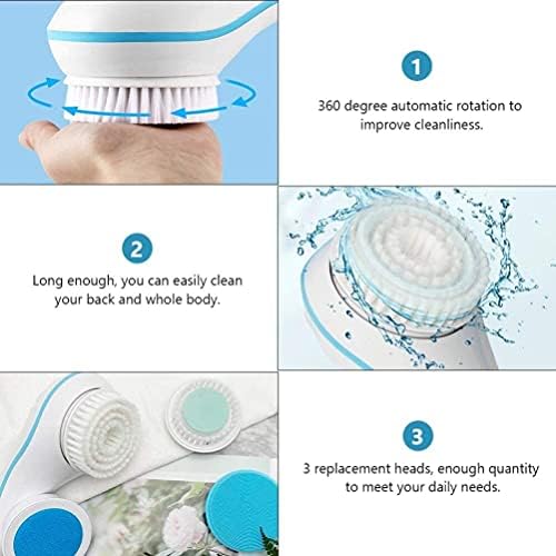 HXR Elektrikli Banyo Fırçası 5 Kafa,2 Modları Uzun Saplı Duş vücut fırçası Derin Temizlik Vücut Cilt Fırçası Peeling
