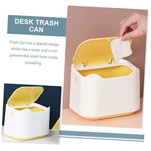 Tofficu Ev Kağıdı Mini Sarı Yaşam Kullanımı Çöp Pres Tipi Çöp Kutusu Pres Masa Üstü Tezgah Üstü Konteyner Kullanışlı