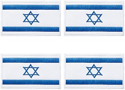 4 Adet İsrail İsrail Bayrağı Yamalar, cırt cırt İşlemeli Kol Bandı Bayrağı Taktik Yamalar Sırt Çantaları için Şapka