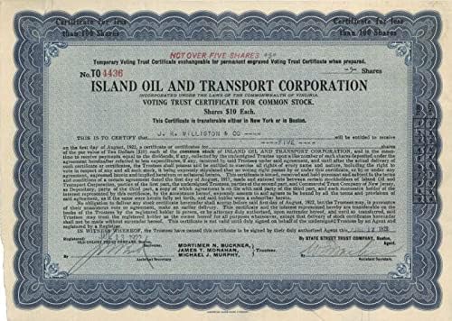Island Oil and Transport Corporation - Stok Sertifikası