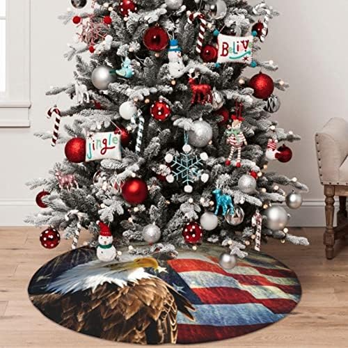 Amerikan Bayrağı Yangın Kartal Baskılı Noel Ağacı Etek 48 Noel Tatil Parti Dekorasyon için