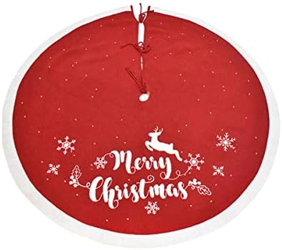 WDhomLT Noel Ağacı Etek, 48 İnç Noel Ağacı Mat Merry Christmas Geyik Kar Tanesi Noel Ağacı Etek Noel Ağacı Dekorasyon