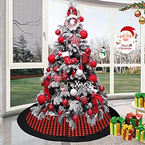 HUIJIE Noel Ağacı Etekler - 47 İnç Kafes Baskı Kenar Noel Ağacı Taban Süsler, Yeni Yıl Ev Dekorasyon Tatil Parti Şenlikli
