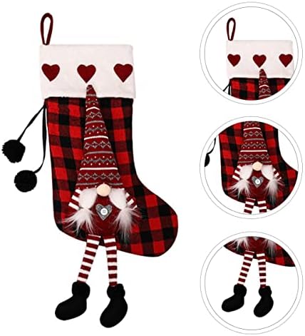 Veemoon 3 adet Bebek Peluş Çorap Hediyeler Ev Kapalı Çocuklar Kırmızı Çanta Firepalce Gnome Noel Tatili Süslemeleri