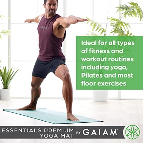 Gaiam Essentials Premium Yoga Matı, Yoga Matı Taşıyıcı Askılı (72U x 24 G x 1/4 inç Kalınlığında)