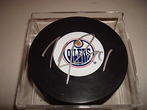 Theo Peckham İmzalı Edmonton Oilers Hokey Diski İmzalı a-İmzalı NHL Diskleri
