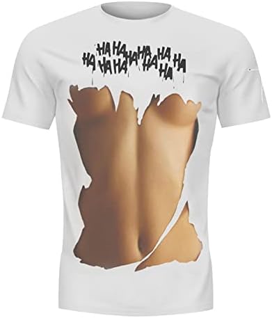 2023 Yeni Erkek İlkbahar ve Yaz Kişilik Kas Karın Kasları 3D Dijital baskılı tişört Yuvarlak