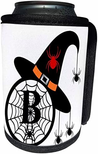 3dRose Monogram B Cadılar Bayramı Cadı Şapkası Örümcekler ve Web - Can Soğutucu Şişe Sargısı (cc-371499-1)