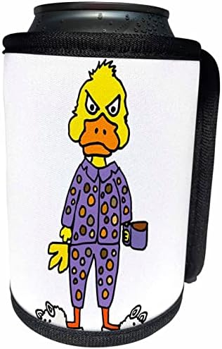 3dRose Komik Sevimli Ördek Pijama giymiş Kahve İçiyor-Can Soğutucu Şişe Sargısı (cc-370713-1)