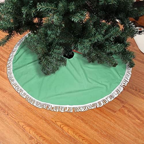 Saç Yeşil Noel Ağacı Etek, noel Ağacı Etek Mat Püskül ile Tatil Düğün Parti Dekor için 48