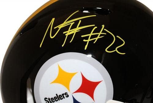 Najee Harris İmzalı Pittsburgh Steelers Otantik Hızlı Kask FANI 37787-İmzalı NFL Kaskları