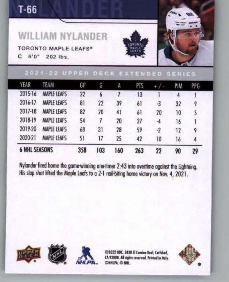 2021-22 Üst Güverte Uzatıldı 2006-07 Retro Münhasırlar T-66 William Nylander Toronto Maple Leafs NHL Hokey Ticaret