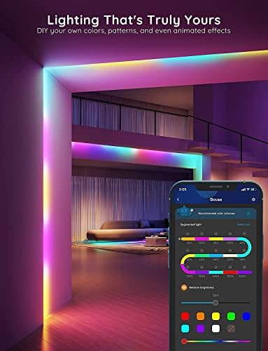 Govee Akıllı RGBIC LED şerit ışıkları 65.6 ft Paket Silindir Zemin Lambası, Wi-Fi App kontrollü LED Köşe Lambası,