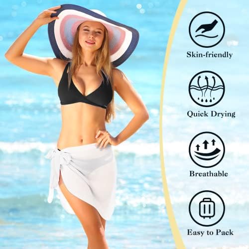 2 adet Plaj Cover Up Kadınlar için, Şifon Sarong Mayo Coverup Havuzu, Yazlık Giyim Siyah Beyaz, S-M En Uyar