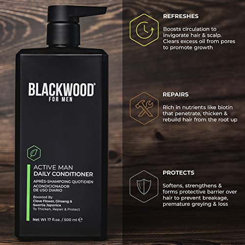 ERKEKLER için BLACKWOOD Aktif Erkek Günlük Saç Kremi-Saç Dökülmesi ve Kepek için Erkek Vegan ve Doğal Kalınlaştırıcı
