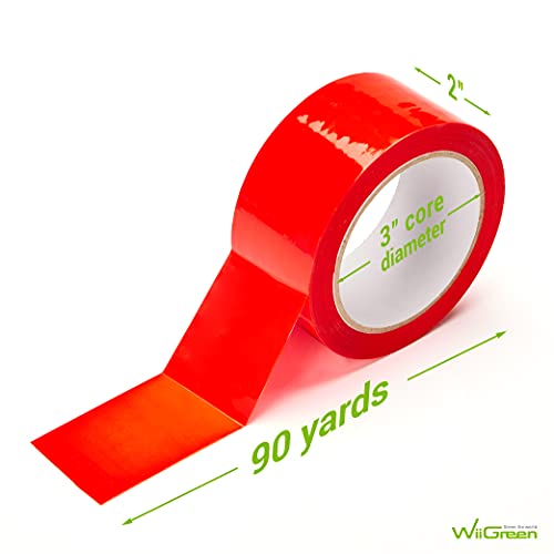 WiiGreen Kırmızı Ambalaj Bandı Dolum 2 inç x 90 Yard, Ağır Hizmet Tipi, Nakliye, Taşıma, Paketleme, Sızdırmazlık ve
